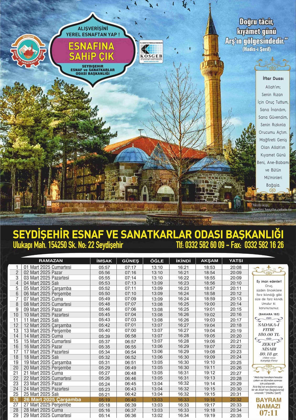 Seydişehir Esnaf Odası Başkanı İbrahim Aypar'dan Ramazan Mesajı